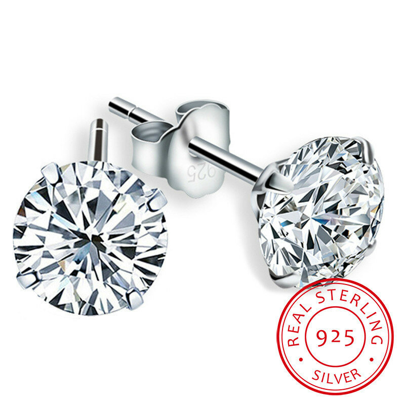 LEKANI Crystal  Fashion Genuine 925 Sterling Silver Stud Earrings For Women Wedding Fine Jewelry Gift