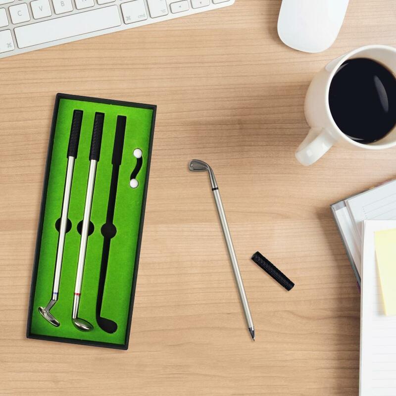 Mini Golf Club Pen Gift Set, Decoração de Mesa, Esferográfica, Novidade Suprimentos