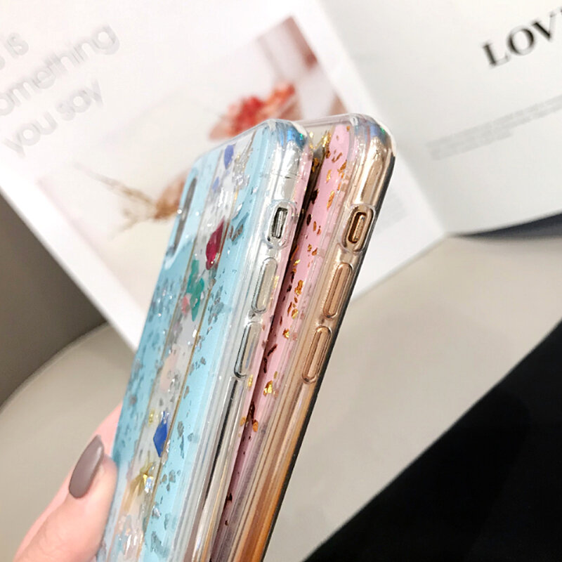 Glitter Gold Foil Marble Phone Case For iPhone XS MAX Case Soft Silicone X XR 6 7 6s 8 plus Bling Shining Glossy Diamond Cover