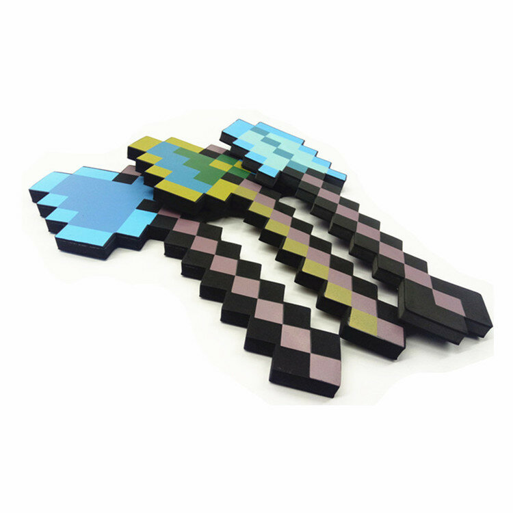 만화 장난감 MinecraftINGlys 디자인 다이아몬드 칼 소프트 EVA 총 도끼 pickaxe 거품 장난감 사랑스러운 장난감 다양 한 색상 스타일 아이 선물