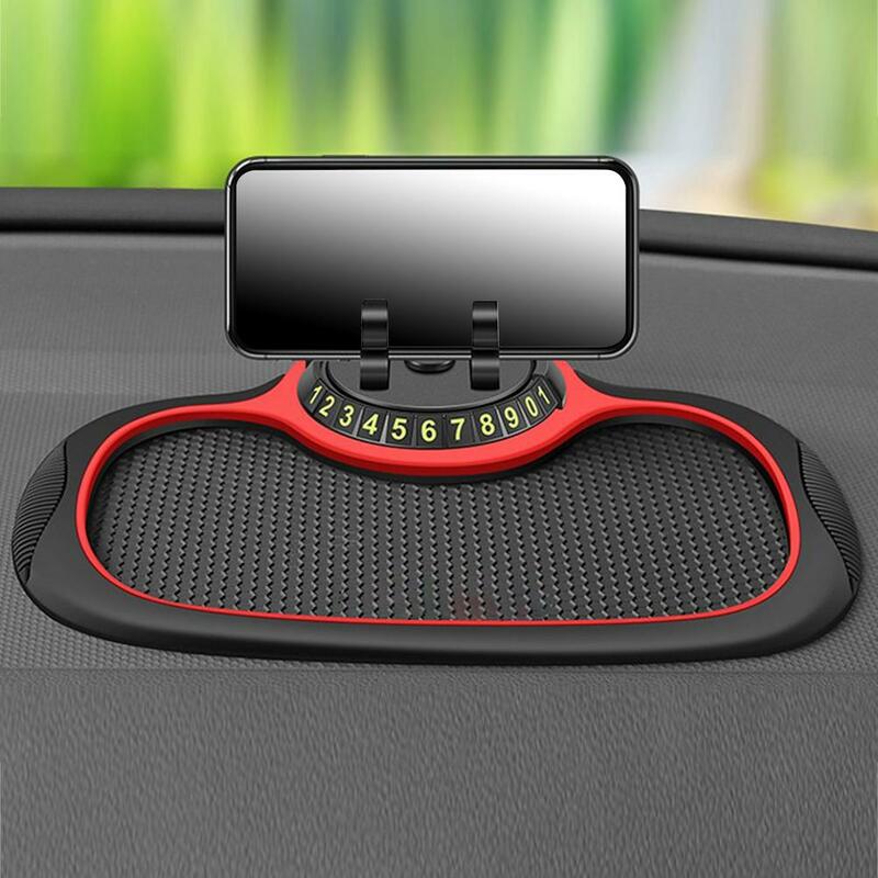 Car Phone Holder Pad Mat 3 In 1 Dashboard Pad With Car Parking Number Plate Non-slip Auto Dashboard Organizer Mat Reusable Phone