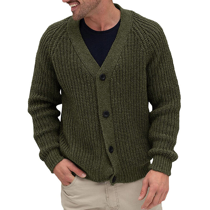 Nuevo suéter de marca de los hombres de cuello en V sólido Slim de punto suéteres Cardigan hombre 2019 Otoño Invierno moda Casual abrigos
