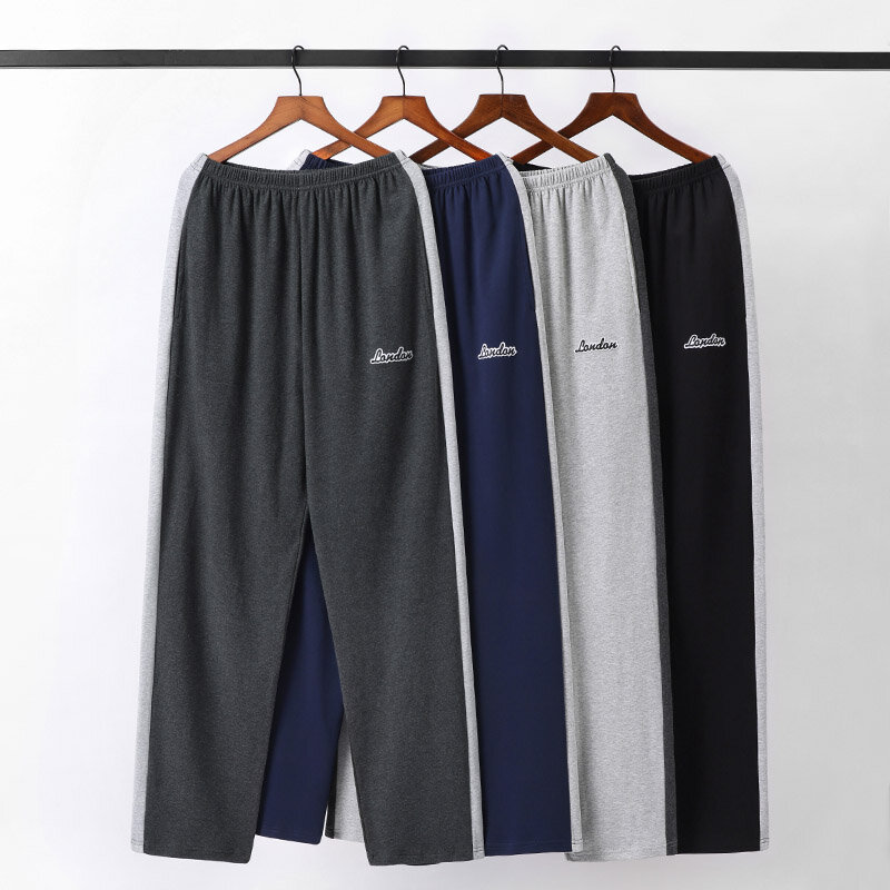 Männlichen pyjamas sommer baumwolle lange hosen Japanischen stil einfache elastische taille casual große yards 5XL reine farbe männer hause schlafen böden