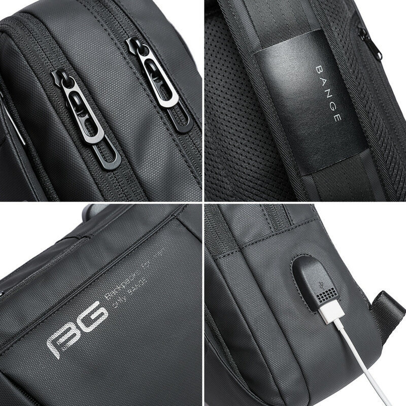BANGE New Product Upgrade Travel Leisure Messenger Shoulder Bag Men And Women With The Same Chest Bag USB Charging Bag
