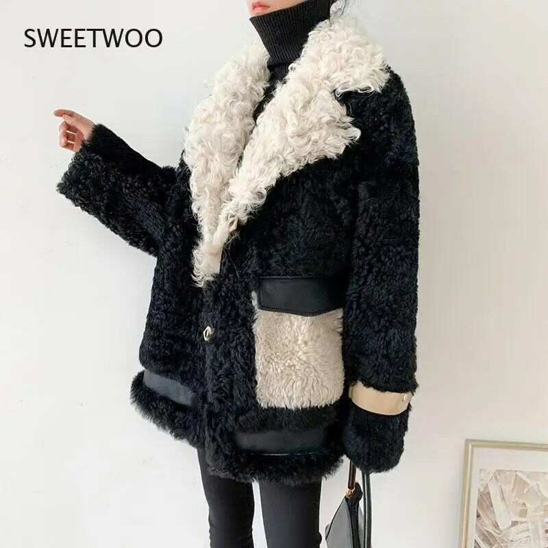 Manteau en fausse fourrure pour femmes, épais, chaud et doux, à la mode, en laine d'agneau, pardessus décontracté, vêtements d'extérieur, collection automne hiver 2021