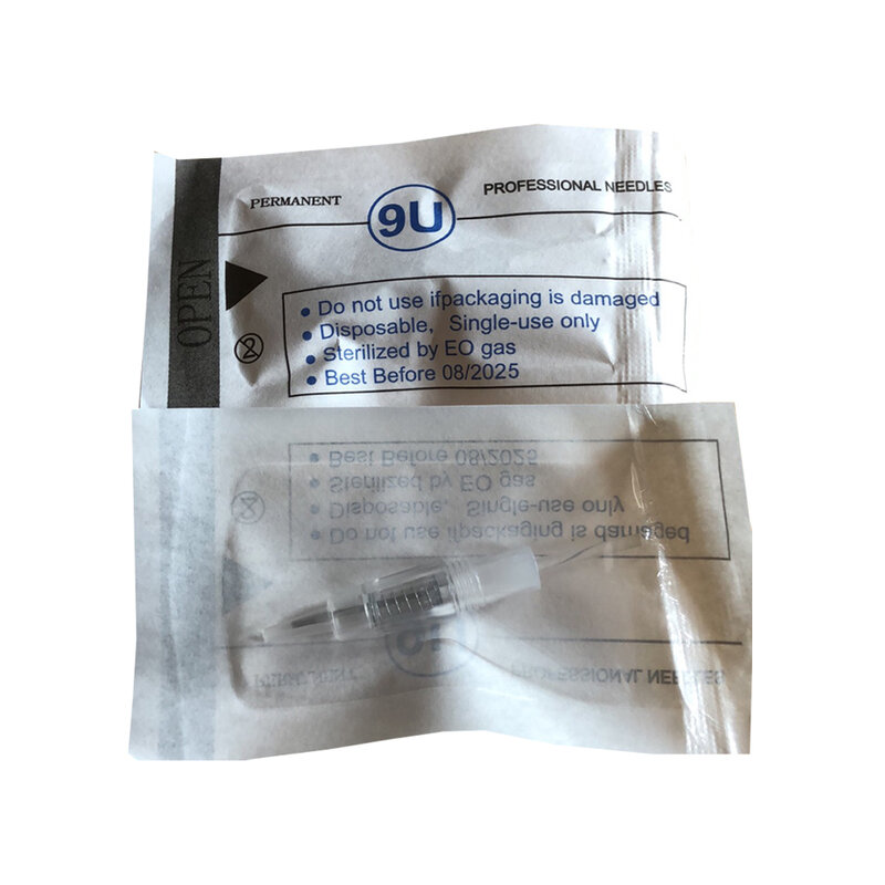 Cartuchos de agujas desechables para Microblading permanente, 8mm, 9U, 100 unids/lote