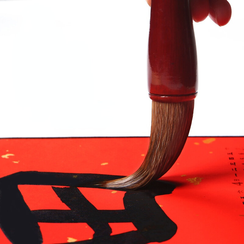 Kuas Kaligrafi Tulisan Tradisional Tiongkok Musang Wol Beberapa Rambut Berbentuk Hopper Kuas Pena Festival Bait Tinta Cina