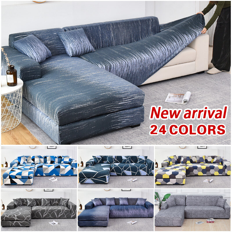 L-shape need order 2pieces sofa cover cotton elastic slipcovers couch cover loveseat corner sectional sofa cover for living room