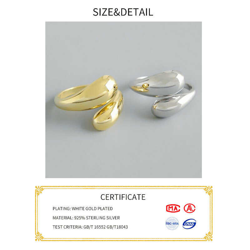 Cincin Tetesan Air Perak Murni 925 Minimalis untuk Wanita Perhiasan Pertunangan Pasangan Hadiah Aksesori Pesta Trendi Baru