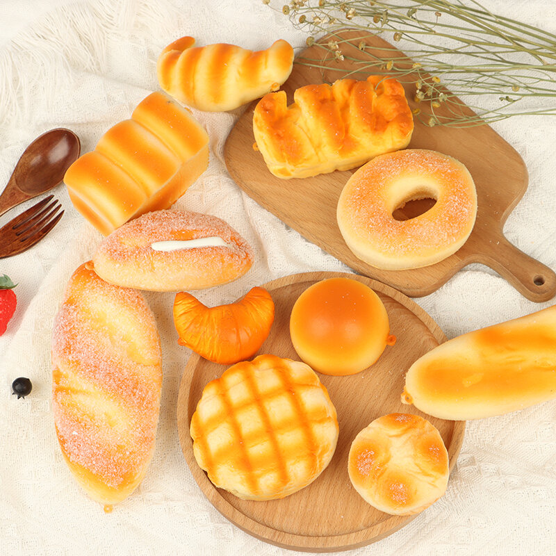 1PC Cute Food Creative Simulation Bread Toast Donuts Slow Rising Squeeze Stress Relief Toys Spoof Tease People Desktop Decor