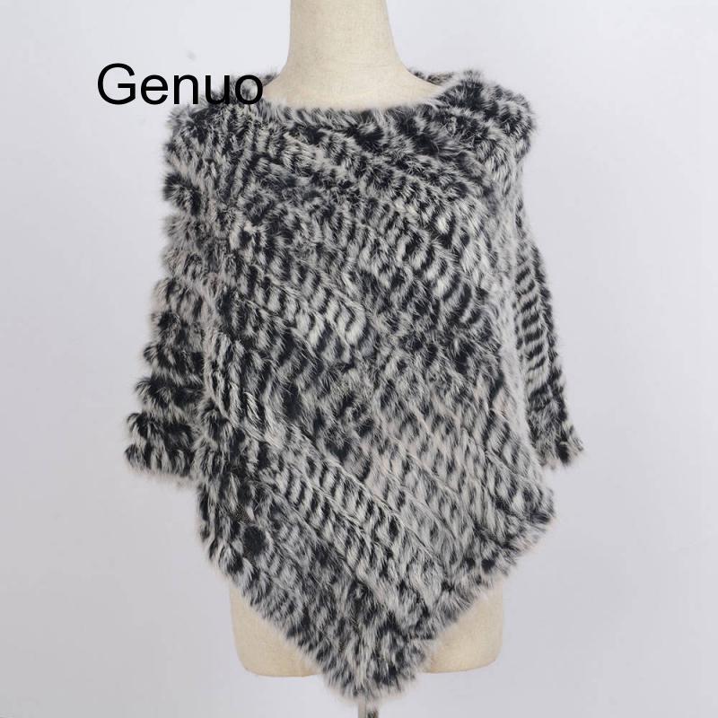 Poncho tricoté en fausse fourrure de lapin pour femme, châle chaud, à la mode, Style automne et hiver, de qualité supérieure