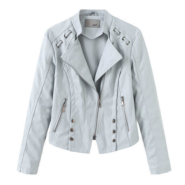 Стильная модная Корейская куртка из искусственной кожи, осенняя мотоциклетная кожаная верхняя одежда, женское облегающее базовое пальто, короткая повседневная одежда