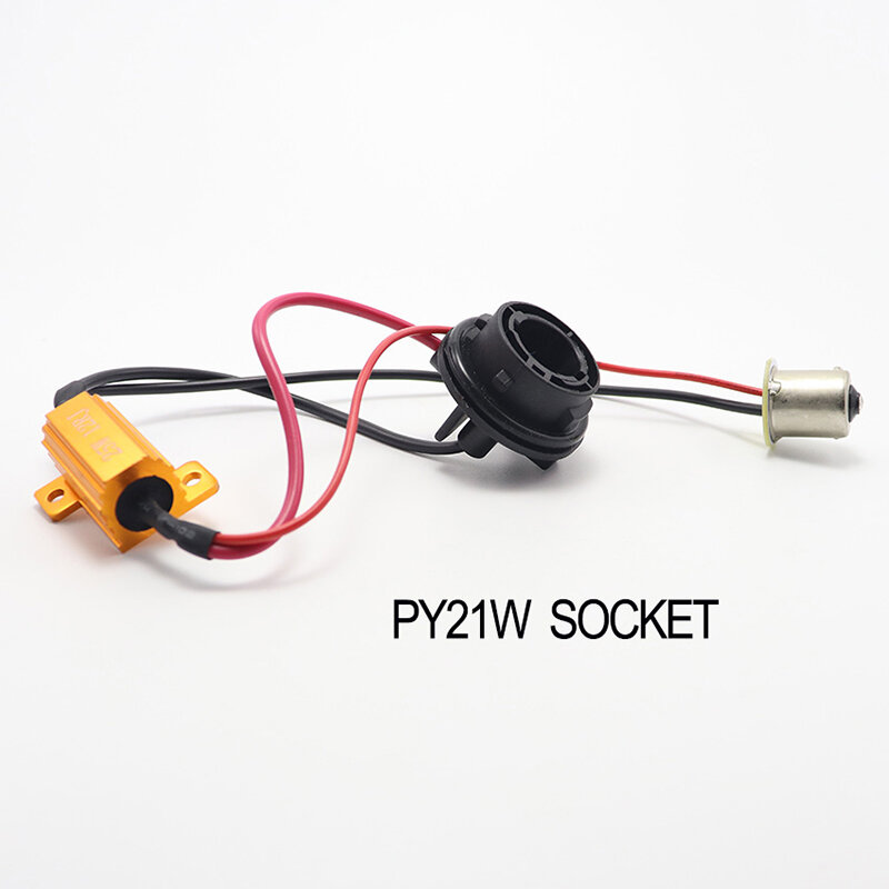Auto Lâmpada Socket P21W 1156 BA15S BAU15S PY21W LED Canbus, Decodificador de cancelamento, Resistor de carga, 12V, 25W, Sem cintilação, Automático, 2pcs