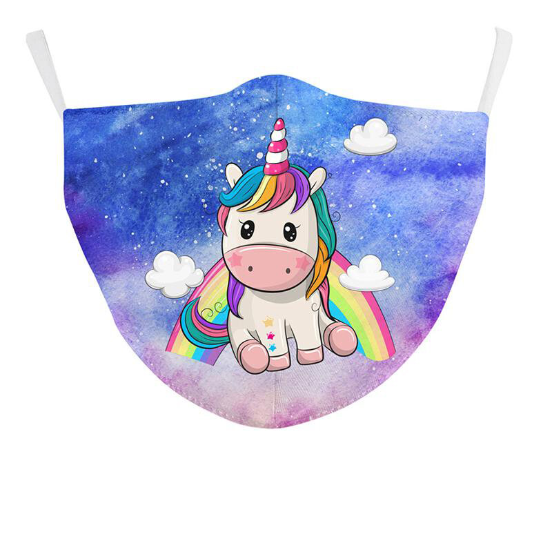 Children Mask Funny Animal Pony Graphics Kid Face Masks Washable Dust-proof Pm2.5 Filter Breathable FaceMask Unisex Mouth Masks