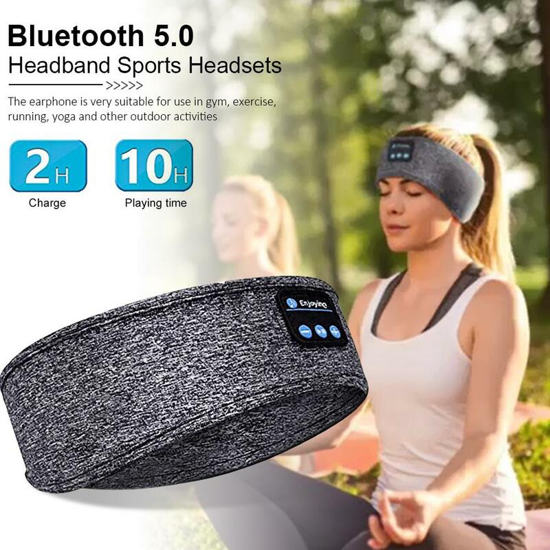 Esportes Bluetooth Headphones, Fino elástico macio Headband, Confortável sem fio Music Eye Mask para dormir lado, Fitness