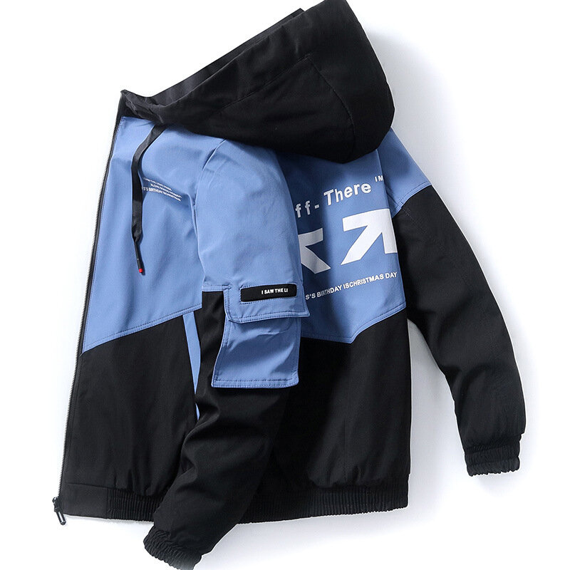 Jaqueta piloto à prova de vento masculina, jaqueta de rua alta, casaco estampado da moda, cor de costura, nova, 2023