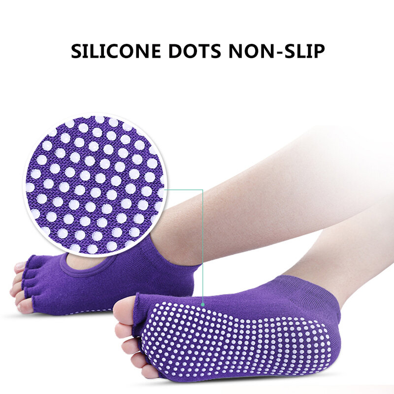 WorthWhile 1 คู่โยคะถุงเท้า Anti Slip สำหรับสุภาพสตรีกีฬาฟิตเนส Pilates ถุงเท้า Professional รองเท้าแตะ Dance Protector
