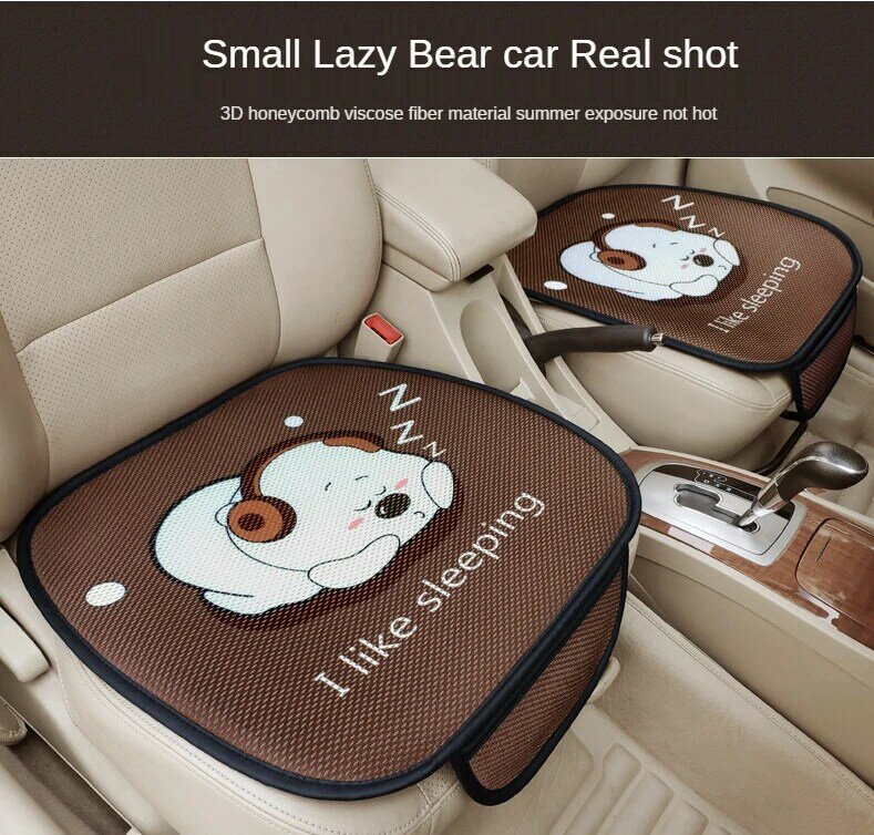 Auto Sitzkissen Niedlichen Cartoon Panda Wenig Hund Deer Muster Honeycomb Eis Seide Pad Protector Universal Für Audi Bmw Mini kia