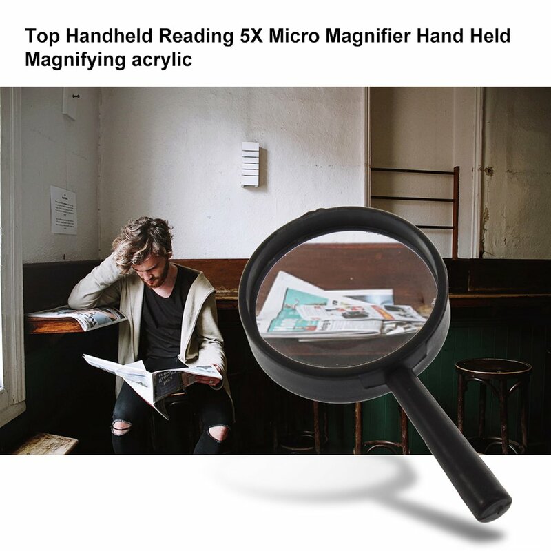 Portátil superior leitura 5x lupa lupa à mão acrílico 25mm mini bolso lente lupa microscópio de leitura
