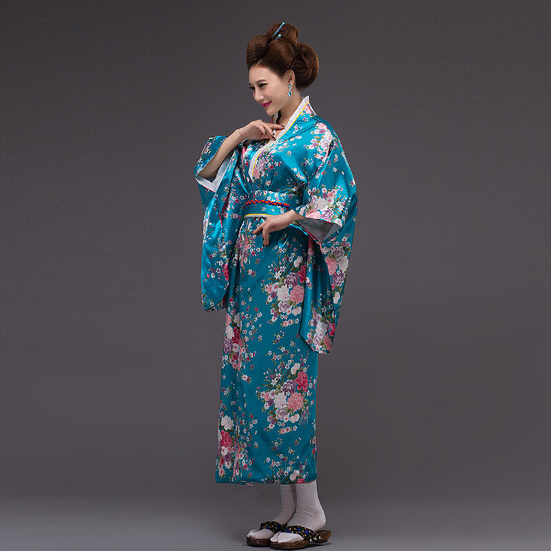 Batas clásicas de satén para mujer, Kimono japonés Yukata Haori con Obi, novedad, vestido de noche para fiesta de Cosplay, vestidos de fiesta de navidad