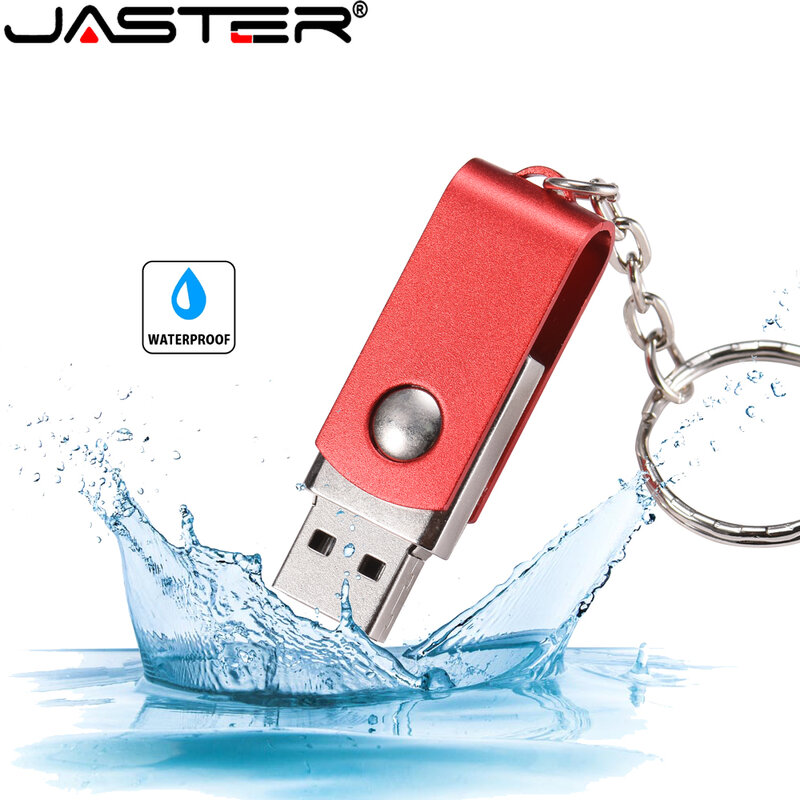 JASTER Real Capacity Flash Disk Memory stick Rotating Metal USB Flash Drive 16GB 32GB 64GB Custom LOGO Wholesale Gift Keychain