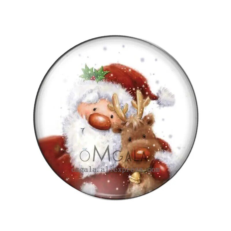 Cartoon Lovely Santa Claus With Gifts 12mm/14mm/18mm/20mm/25mm/30mm Round photo glass cabochon demo flat back Making findings