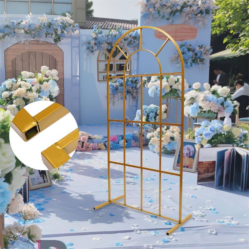 Suporte exterior do círculo do ouro do arco do casamento, fundo do ferro, adereços do partido de aniversário, decoração de DIY, gramado do jardim, balões redondos Rack, 2x1m