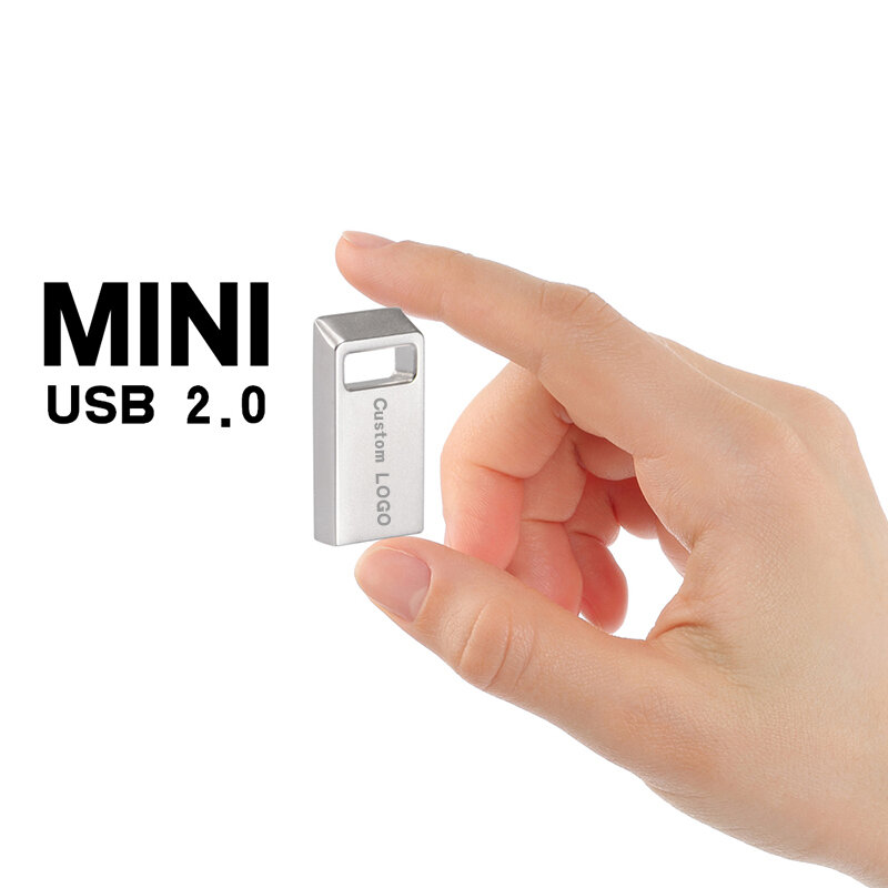 JASTER Super mini metal pen drive Usb Flash Drive 64GB 32GB 16GB 8GB 4GB Pendrive Waterproof Silver Memoriy Usb Stick friend Gif