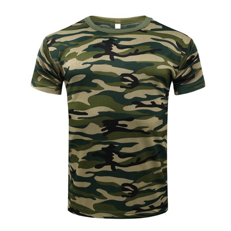 เสื้อยืดผู้ชาย Camouflage Quick Dry Tights กองทัพ Edc ยุทธวิธีการล่าสัตว์กลางแจ้งเสื้อยืดฟิตเนสเพาะกาย Breathable เส...