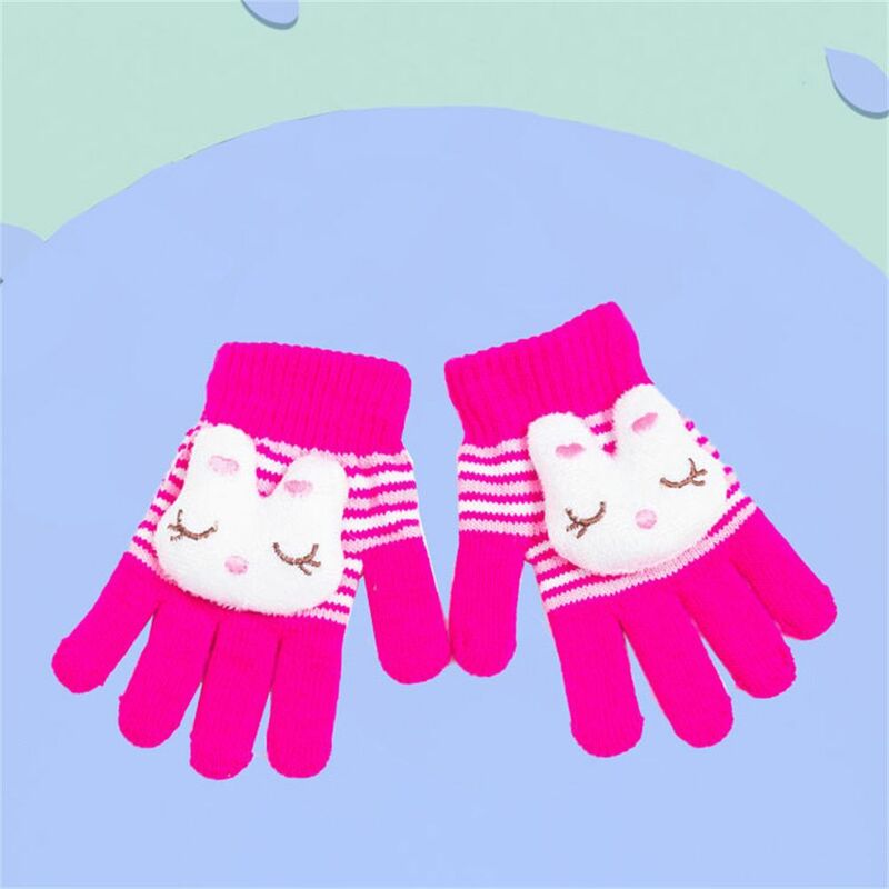 Śliczne zimowe rękawiczki dziewiarskie dla dzieci zagęszczają się ciepło miękkie rękawice dzieci pełne rękawiczki piękne zwierzęta kreskówkowe ciepłe rękawiczki