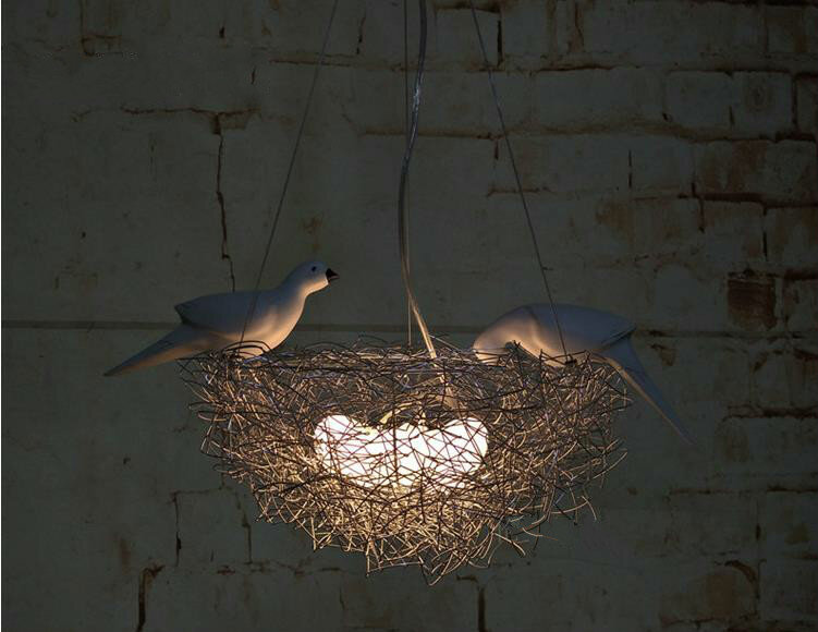 Lampu Gantung Sarang Burung Sederhana Modern Lampu Gantung Kamar Anak-anak Kreatif Lampu Gantung Sarang Burung Aluminium Seni