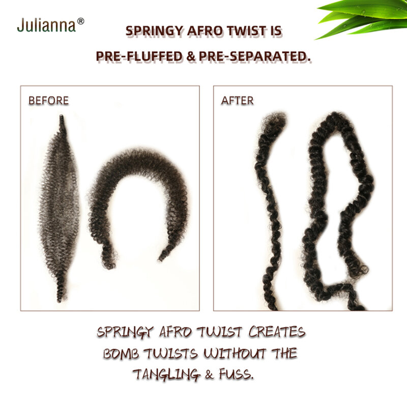 JULIANNA-cabello rizado de ganchillo Afro spring twist, extensiones de cabello trenzado, trenzas de Kanekalon sintéticas, marrón y Rubio, suave, 99J