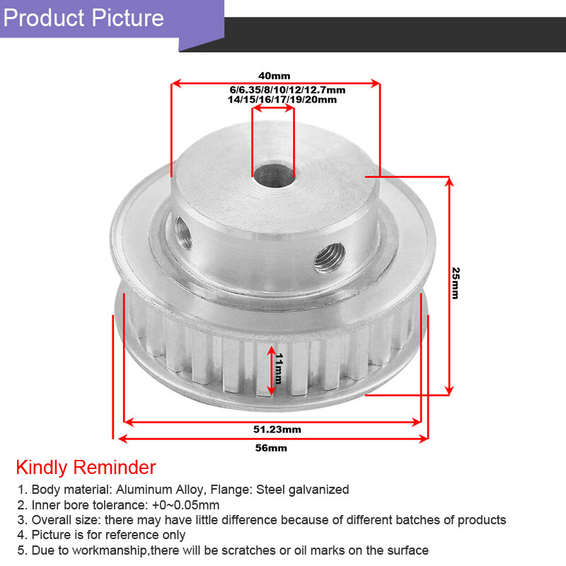 Roda gigi katrol XL 38T 6/8/10/12/14-15mm lubang dalam 11mm lebar XL tipe katrol roda sinkron untuk mesin Laser