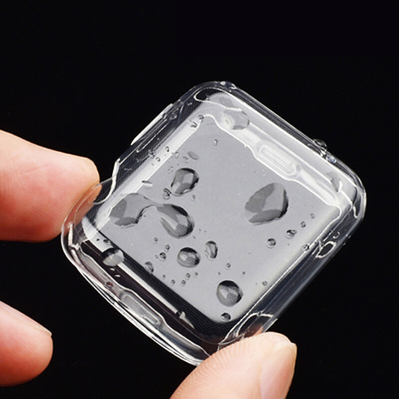 Casing ramping penuh untuk Apple Watch seri 8 7 6 5 4 3 2 SE pelindung silikon untuk iWatch 38 40 42 44 41 45 MM pelindung layar TPU bening