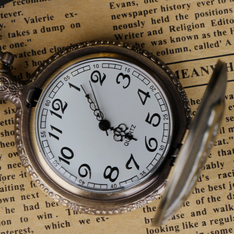 Grawerowany naszyjnik z przodu pociągu wisiorek kwarcowy zegarek kieszonkowy z na łańcuszku FOB męskimi damskimi prezentami