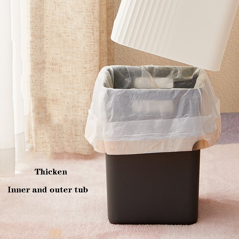 ถังขยะแบบกดที่สร้างสรรค์พร้อมฝาปิดสองชั้นถังขยะแบบหนาสำหรับวางบนโต๊ะถังขยะในห้องนอนของใช้ในครัวเรือน