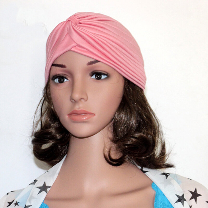 Hijab bohemio para mujer, bufanda elástica de algodón, pañuelo musulmán cruzado, turbante, sombrero musulmán, novedad
