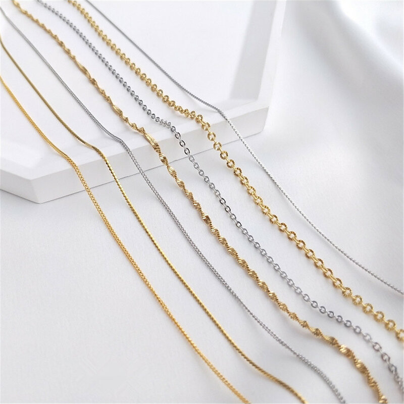 Titanium steel Ultra fine Clavicle O Side S Chain Fashionable lightweight luxury vacuum plated 18K gold necklace for women
