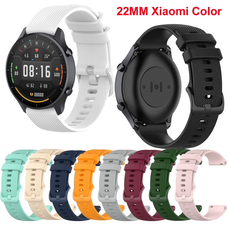 22Mm Siliconen Band Strap Voor Xiaomi Mi Horloge Kleur Vervanging Armband Ademend Sport Bands Voor Horloge Accessoires