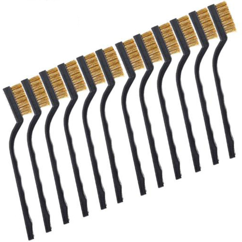 6/12PCS 7inch Steel Brass Wire Brush Paint Rust Remover for Industrial Devices Surface/Inner Polishing Cleaning Brush