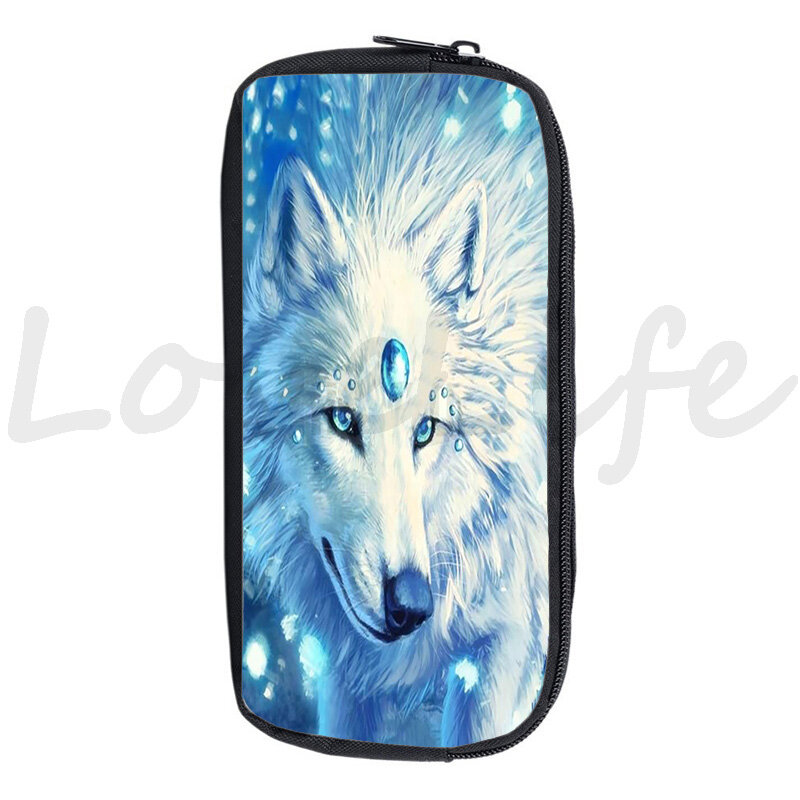 Large Capacity Animal Wolf Pencil Bags For Boys Girls Students 3D Printed Wolf Pencil Case Kid Pencil Holder Cool Stationery Bag