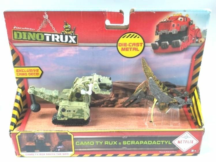 เดิมกล่อง Dinotrux ไดโนเสาร์รถบรรทุกที่ถอดออกได้ไดโนเสาร์ของเล่นรถมินิรุ่นเด็กของขวัญไดโนเสาร์รุ่น