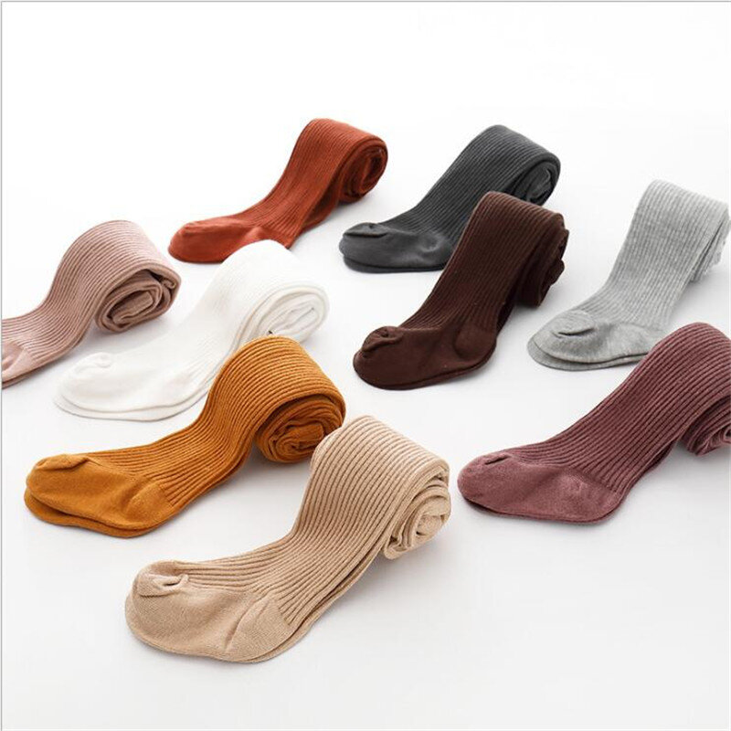 Meias-calças para crianças, meias-calças quentes de algodão estriadas para outono e inverno infantis, 0-4 anos, 2019