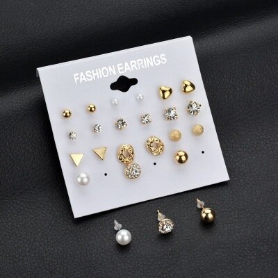 K41 orecchini in zircone quadrato a 12 morsetti in stile coreano Set di orecchini a cuore di pesca Set di orecchini a bottone vendita diretta in fabbrica