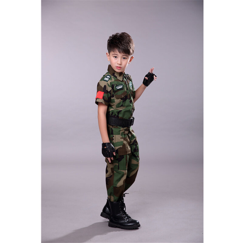 10Sytle Unisex 어린이 군사 전술 훈련 의상 위장 벨트 + 바지 + 코트 3pcs 정글 인쇄 SWAT 유니폼 아이를위한