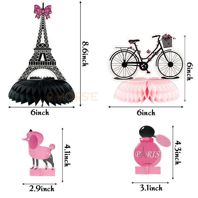 12 pçs paris favo de mel bolas festa favor suprimentos mesa decoração para o aniversário topper bicicleta rosa elementos românticos centrais