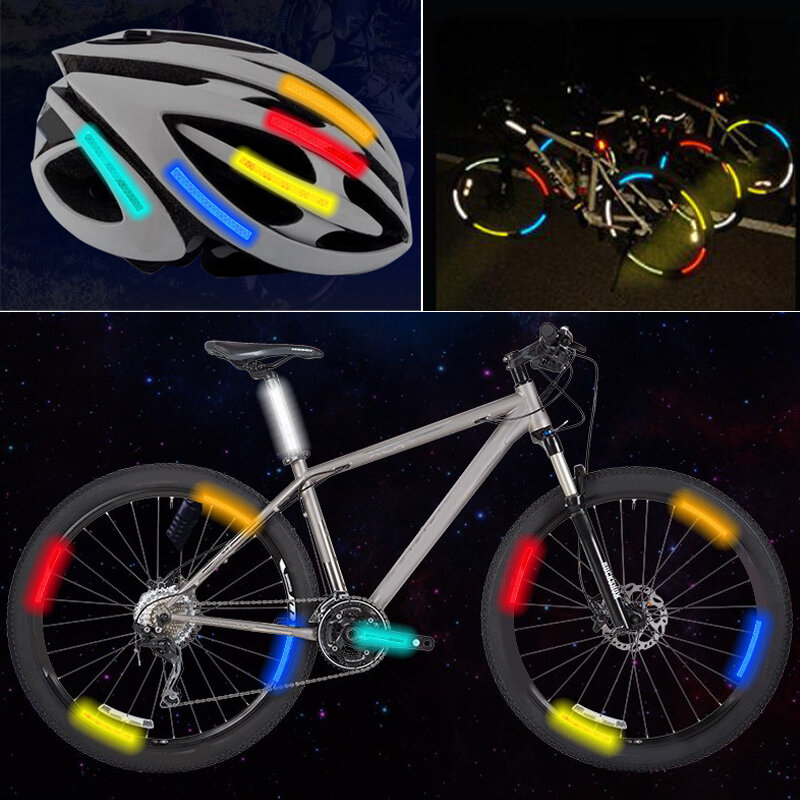 Stiker Reflektif untuk Sepeda, Reflektor Sepeda, Decal Reflektif Perekat Tahan Air, Stiker Keselamatan Malam untuk Helm, Roda