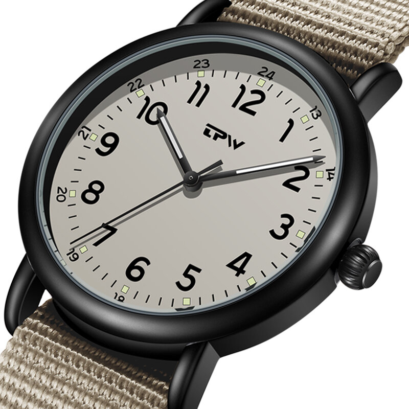 TPW-Reloj clásico de 40mm, Correa NATO con hebilla pesada, movimiento japonés, manecillas luminosas