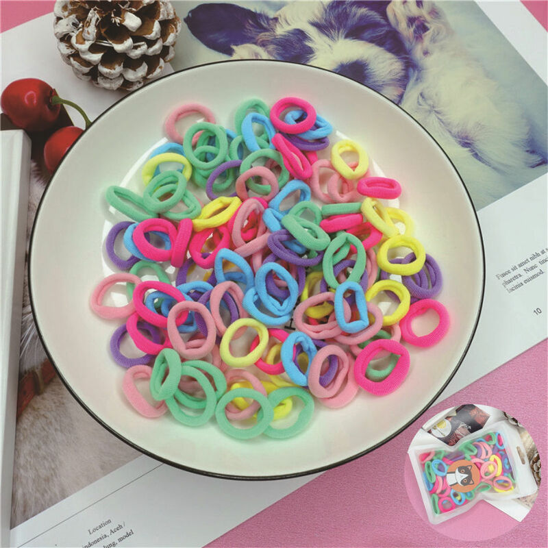 50PCS  New Simple Candy Seamless Hair  Children Hair Circle HeadWear  lovely Baby Elastic Candy Color Hair Rope