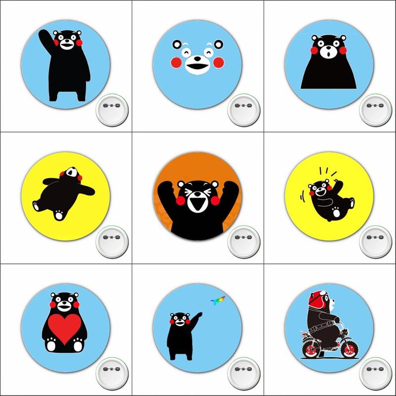 Kumamon-insignia de Cosplay de dibujos animados, 3 piezas, alfileres bonitos de anime, broche para accesorios de ropa, mochilas, bolsos, insignias de botón